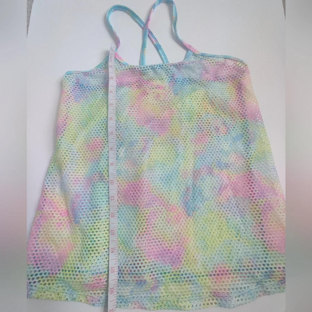 🆕 Tie-dye Rainbow Multicolor Mesh Fishnet Tank Top Swimsuit cover festival_6